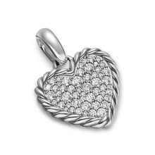 Load image into Gallery viewer, Pave Heart Amulet in Sterling Silver with Diamonds, 15.6mm