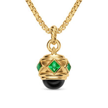 Load image into Gallery viewer, Renaissance Amulet in 18K Yellow Gold with Black Onyx and Tsavorites, 29mm