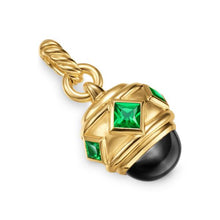 Load image into Gallery viewer, Renaissance Amulet in 18K Yellow Gold with Black Onyx and Tsavorites, 29mm
