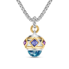 Load image into Gallery viewer, Renaissance Amulet in Sterling Silver with 14K Yellow Gold, Hampton Blue Topaz, Iolite and Amethyst, 29mm