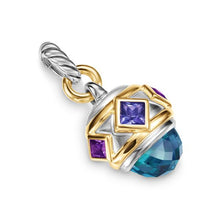 Load image into Gallery viewer, Renaissance Amulet in Sterling Silver with 14K Yellow Gold, Hampton Blue Topaz, Iolite and Amethyst, 29mm