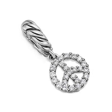Load image into Gallery viewer, Micro Pave Peace Sign Amulet in Sterling Silver with Diamonds, 7.6mm