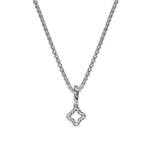 Load image into Gallery viewer, Micro Pave Quatrefoil Amulet in Sterling Silver with Diamonds, 7.4mm