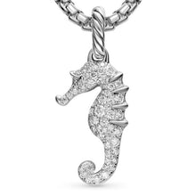 Load image into Gallery viewer, Seahorse Amulet in Sterling Silver with Diamonds, 22mm