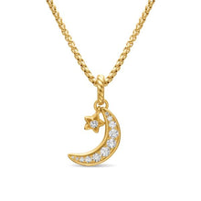 Load image into Gallery viewer, Crescent Amulet in 18K Yellow Gold with Diamonds, 16.5mm