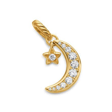 Load image into Gallery viewer, Crescent Amulet in 18K Yellow Gold with Diamonds, 16.5mm