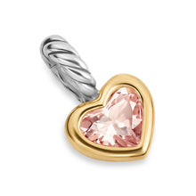 Load image into Gallery viewer, Mini Heart Amulet in Sterling Silver with 14K Yellow Gold and Morganite, 6mm