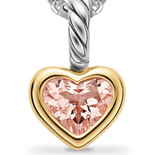 Load image into Gallery viewer, Mini Heart Amulet in Sterling Silver with 14K Yellow Gold and Morganite, 6mm