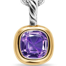 Load image into Gallery viewer, Mini Cushion Cut Amulet in Sterling Silver with 14K Yellow Gold and Amethyst, 7.6mm