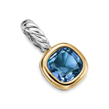 Load image into Gallery viewer, Mini Cushion Cut Amulet in Sterling Silver with 14K Yellow Gold and Hampton Blue Topaz, 7.6mm
