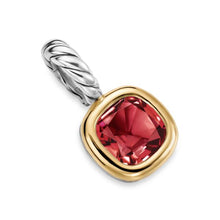 Load image into Gallery viewer, Mini Cushion Cut Amulet in Sterling Silver with 14K Yellow Gold and Rhodolite Garnet, 7.6mm