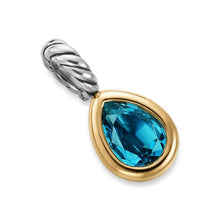 Load image into Gallery viewer, Mini Pear Cut Amulet in Sterling Silver with 14K Yellow Gold and Hampton Blue Topaz, 11mm