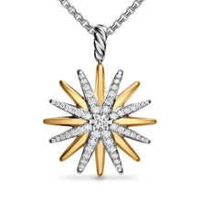 Load image into Gallery viewer, Starburst Amulet in Sterling Silver with 18K Yellow Gold with Diamonds, 25mm