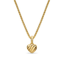 Load image into Gallery viewer, Petite Puffy Cable Heart Amulet in 18K Yellow Gold, 7.4mm