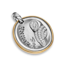 Load image into Gallery viewer, Athena Medallion Amulet in Sterling Silver with 14K Yellow Gold and Diamonds, 29.5mm