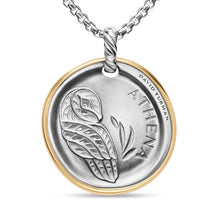 Load image into Gallery viewer, Athena Medallion Amulet in Sterling Silver with 14K Yellow Gold and Diamonds, 29.5mm