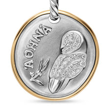 Load image into Gallery viewer, Athena Medallion Amulet in Sterling Silver with 14K Yellow Gold and Diamonds, 29.5mm