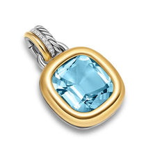 Load image into Gallery viewer, DY Mercer Color Amulet in Sterling Silver with 18K Yellow Gold, Sky Blue Topaz and Diamonds, 13mm
