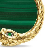 Load image into Gallery viewer, Ouroboros Amulet in 18K Yellow Gold with Malachite and Emeralds, 25mm