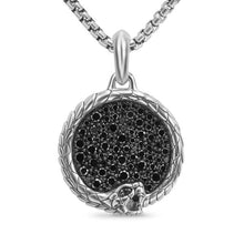Load image into Gallery viewer, Ouroboros Amulet in Sterling Silver with Black Diamonds, 25mm