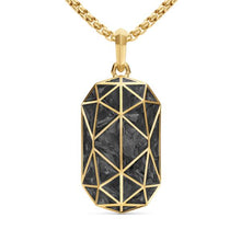 Load image into Gallery viewer, Faceted Amulet in 18K Yellow Gold with Forged Carbon, 36.3mm