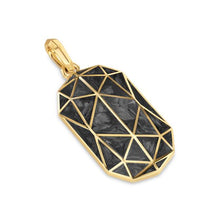Load image into Gallery viewer, Faceted Amulet in 18K Yellow Gold with Forged Carbon, 36.3mm
