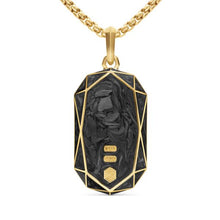 Load image into Gallery viewer, Faceted Amulet in 18K Yellow Gold with Forged Carbon, 36.3mm