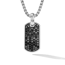 Load image into Gallery viewer, Chevron Tag in Sterling Silver with Black Diamonds, 21mm