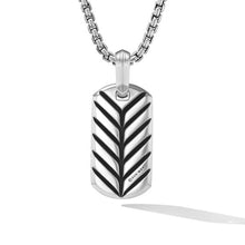 Load image into Gallery viewer, Chevron Tag in Sterling Silver with Black Diamonds, 21mm
