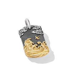 Load image into Gallery viewer, Waves Tag in Sterling Silver with 18K Yellow Gold, 42mm