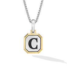 Load image into Gallery viewer, C Initial Amulet in Sterling Silver with 14K Yellow Gold, 17mm