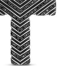 Load image into Gallery viewer, Chevron Cross Pendant in Sterling Silver with Black Diamonds, 36mm