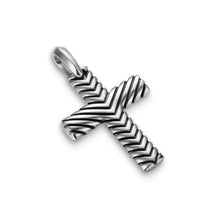 Load image into Gallery viewer, Chevron Cross Pendant in Sterling Silver, 36mm