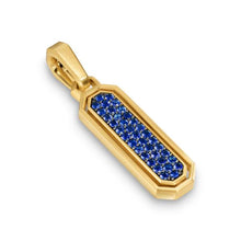 Load image into Gallery viewer, Streamline Inlay Amulet in 18K Yellow Gold with Lapis and Sapphires, 30.7mm
