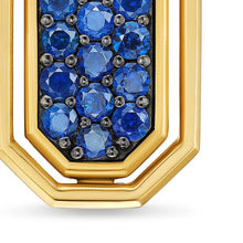 Load image into Gallery viewer, Streamline Inlay Amulet in 18K Yellow Gold with Lapis and Sapphires, 30.7mm