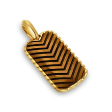 Load image into Gallery viewer, Chevron Tag in 18K Yellow Gold with Tiger's Eye, 27mm