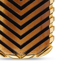 Load image into Gallery viewer, Chevron Tag in 18K Yellow Gold with Tiger's Eye, 27mm