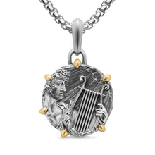 Load image into Gallery viewer, Apollo Amulet in Sterling Silver with 18K Yellow Gold, 26.4mm