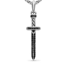 Load image into Gallery viewer, Pave Sword Amulet in Sterling Silver with Black Diamonds, 41.3mm