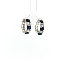 Load image into Gallery viewer, Royal Collection 18K White Gold Sapphire & Diamond Earrings