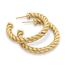 Load image into Gallery viewer, Sculpted Cable Hoop Earrings in 18K Yellow Gold, 40mm