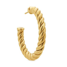 Load image into Gallery viewer, Sculpted Cable Hoop Earrings in 18K Yellow Gold, 40mm
