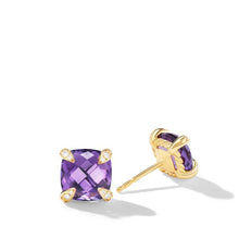Load image into Gallery viewer, Chatelaine Stud Earrings in 18K Yellow Gold with Amethyst and Diamonds, 8mm