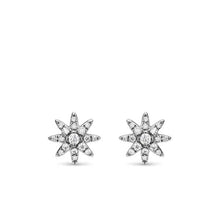 Load image into Gallery viewer, Petite Starburst Full Pave Stud Earrings in Sterling Silver with Diamonds, 7.5mm