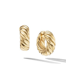 Load image into Gallery viewer, Sculpted Cable Hoop Earrings in 18K Yellow Gold