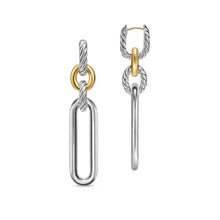 Load image into Gallery viewer, Lexington Double Link Drop Earrings in Sterling Silver with 18K Yellow Gold, 54mm