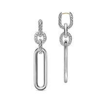 Load image into Gallery viewer, Lexington Double Link Drop Earrings in Sterling Silver with Diamonds, 54mm