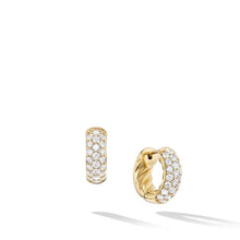 Load image into Gallery viewer, Sculpted Cable Micro Pave Hoop Earrings in 18K Yellow Gold