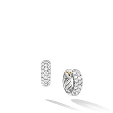 Load image into Gallery viewer, Sculpted Cable Micro Pave Hoop Earrings in Sterling Silver