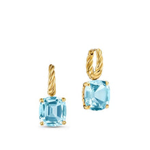 Load image into Gallery viewer, Marbella Drop Earrings in 18K Yellow Gold with Sky Blue Topaz, 25mm